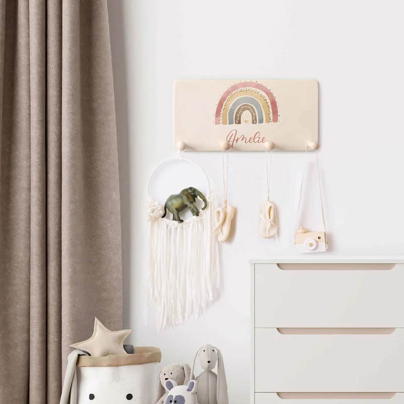 Kinderzimmer Aufbewahrung Regenbogen-Bundle 3: Erinnerungskiste, Tonieregal, Garderobe