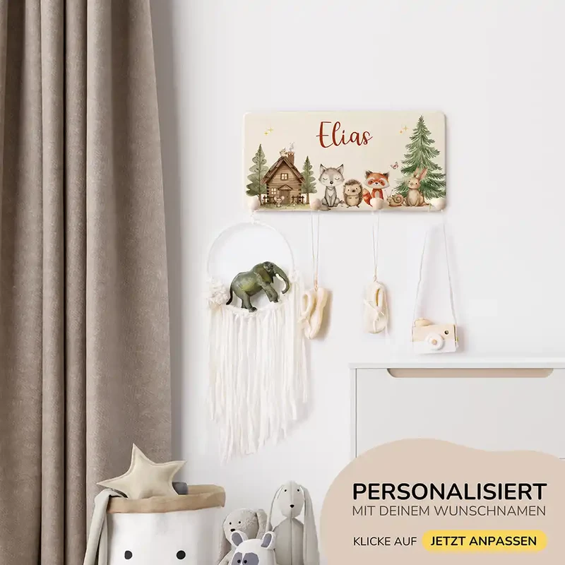 Kinderzimmer Aufbewahrung Waldtier-Bundle: Erinnerungskiste, Tonieregal, Garderobe