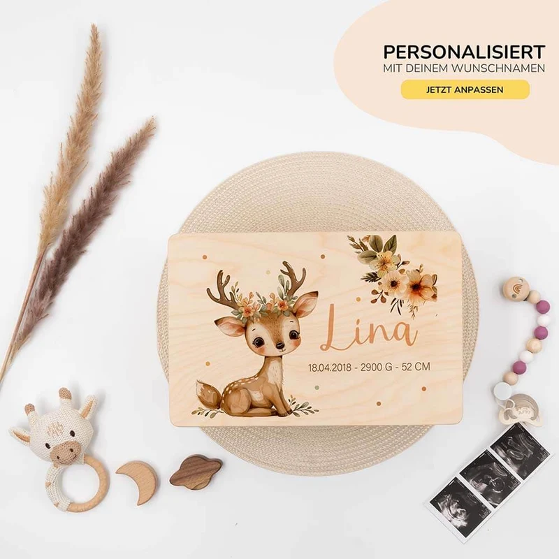 Kinderzimmer Aufbewahrung Reh-Bundle: Erinnerungskiste, Tonieregal, Garderobe