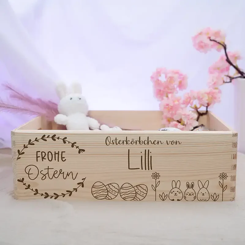 Osterkiste Holz personalisiert - Frühlingsgruß