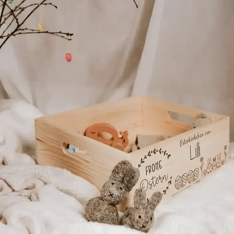 Osterkiste Holz personalisiert - Frühlingsgruß