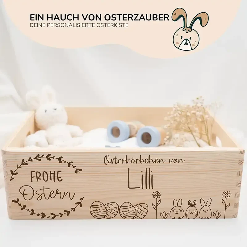 Osterkiste Holz personalisiert - Frühlingsgruß