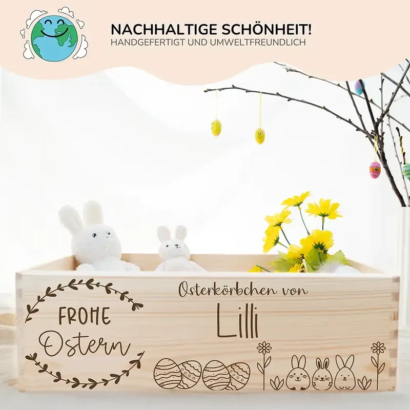 Osterkiste Holz personalisiert - Frühlingsgruß