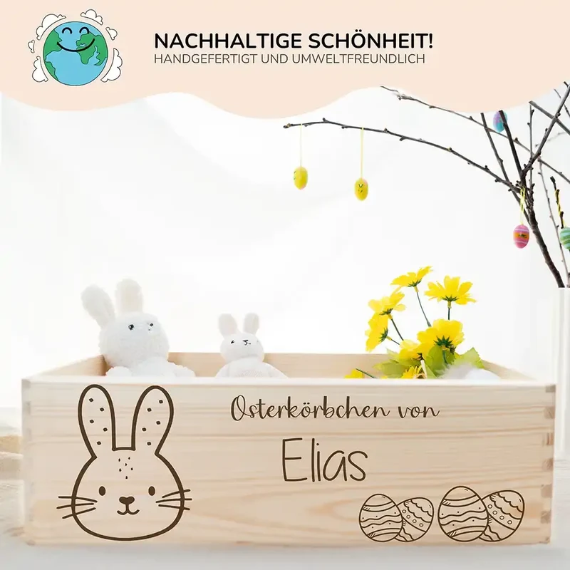 Osterkiste Holz personalisiert - Häschenschatz