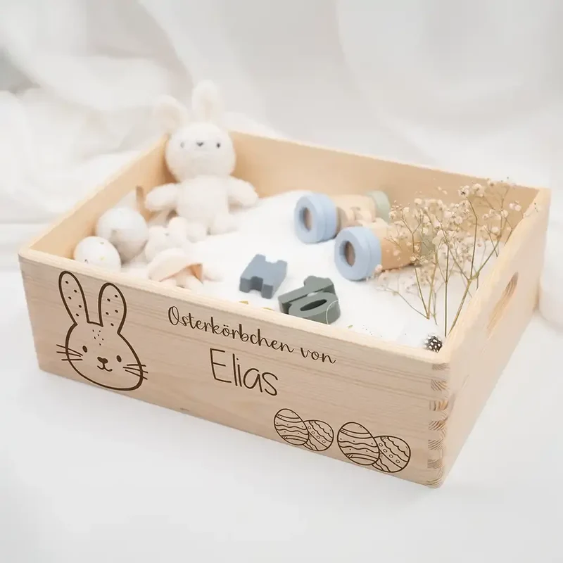 Osterkiste Holz personalisiert - Häschenschatz