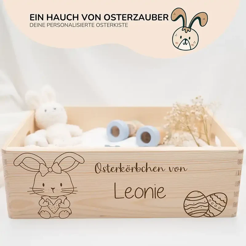 Osterkiste Holz personalisiert - Hasenmädchen