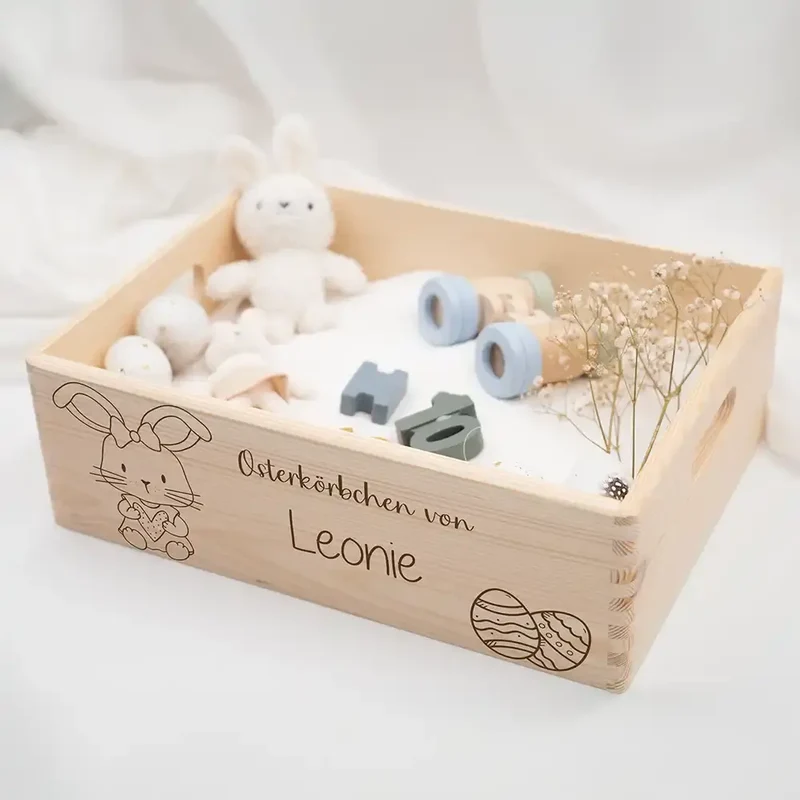Osterkiste Holz personalisiert - Hasenmädchen