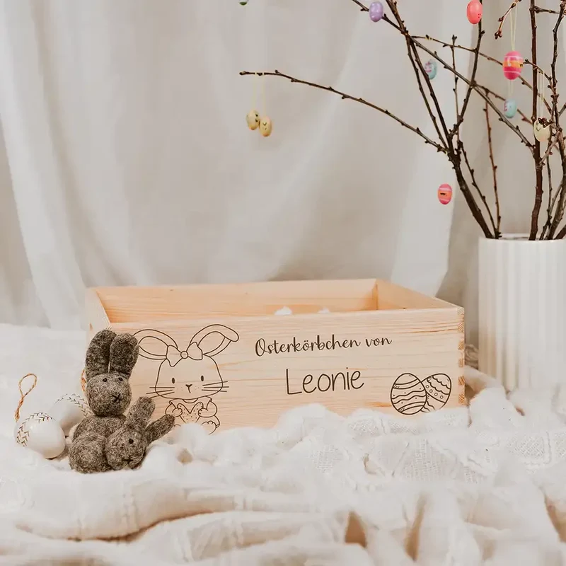 Osterkiste Holz personalisiert - Hasenmädchen