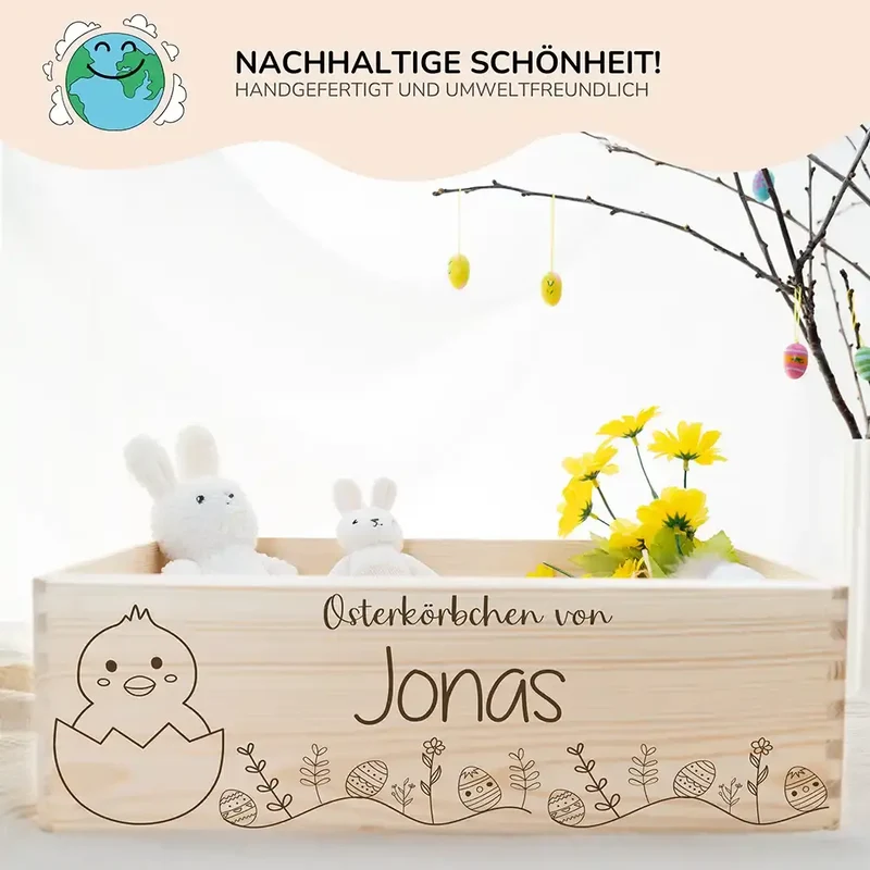 Osterkiste Holz personalisiert - Kükenfest