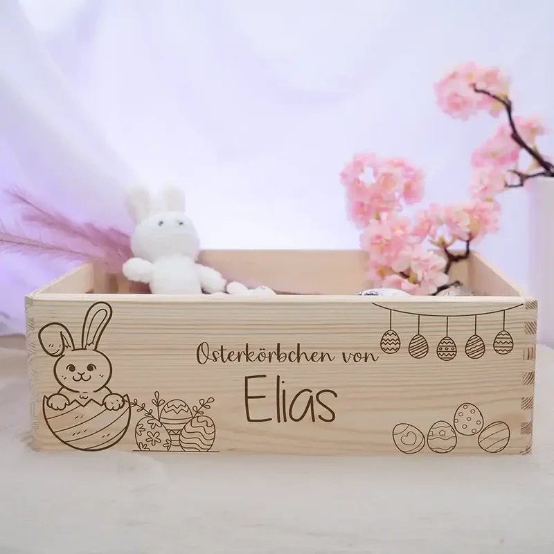 Osterkiste Holz personalisiert - Oster-Ei-Versteck