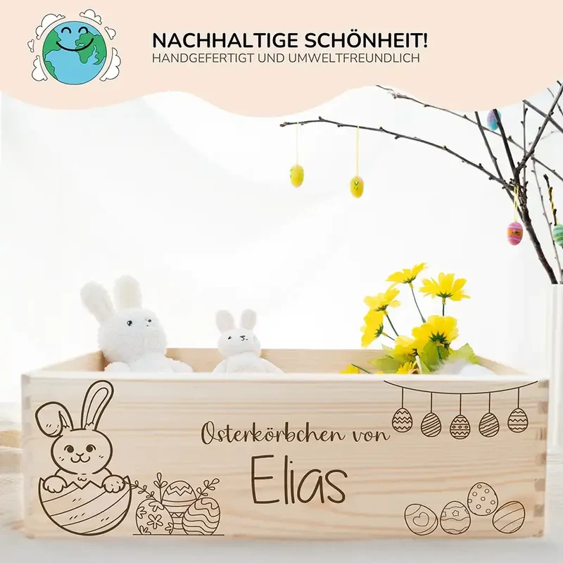 Osterkiste Holz personalisiert - Oster-Ei-Versteck