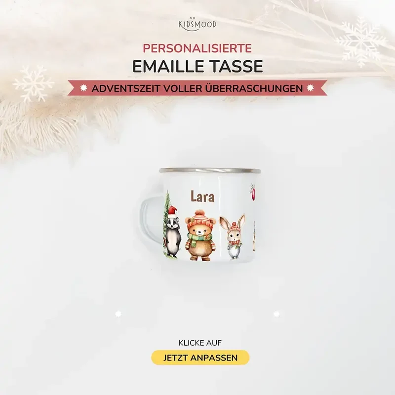 Emaille Tasse personalisiert Weihnachten - Liebevolle Weihnachten