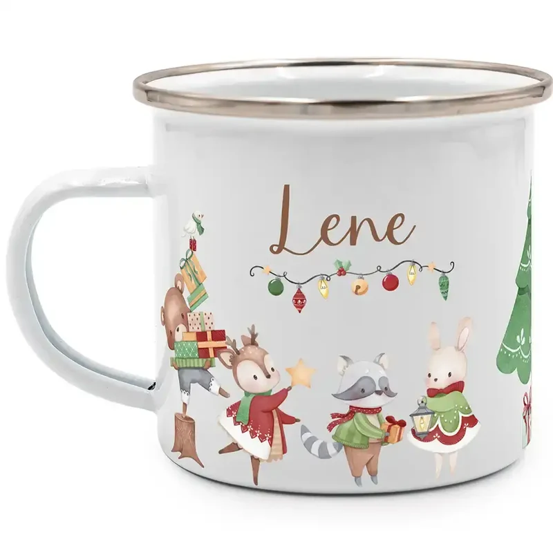 Emaille Tasse personalisiert Weihnachten - Frohe Weihnachten