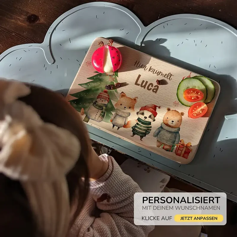 Frühstücksbrettchen Weihnachten - Tierfamilie Weihnachten
