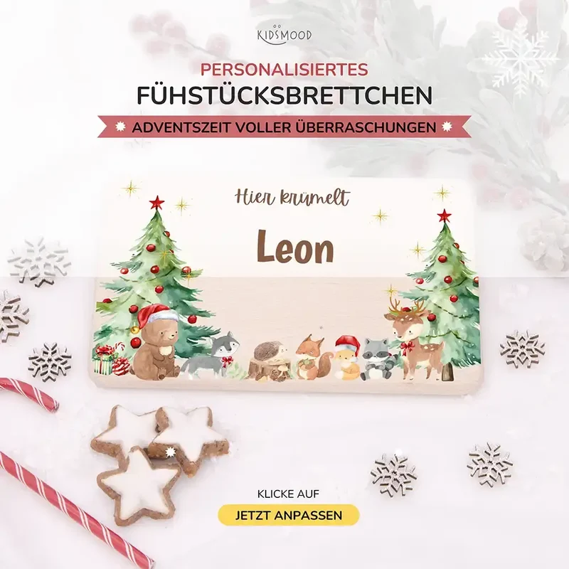 Frühstücksbrettchen Weihnachten - Niedliche Waldtiere