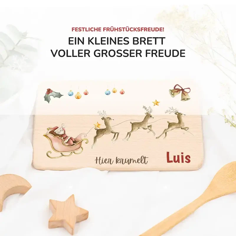Frühstücksbrettchen Weihnachten - Rentier Schlitten
