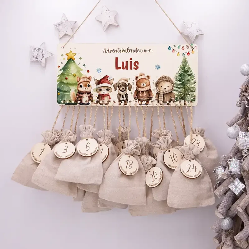 Personalisierter Adventskalender niedliche Waldtiere