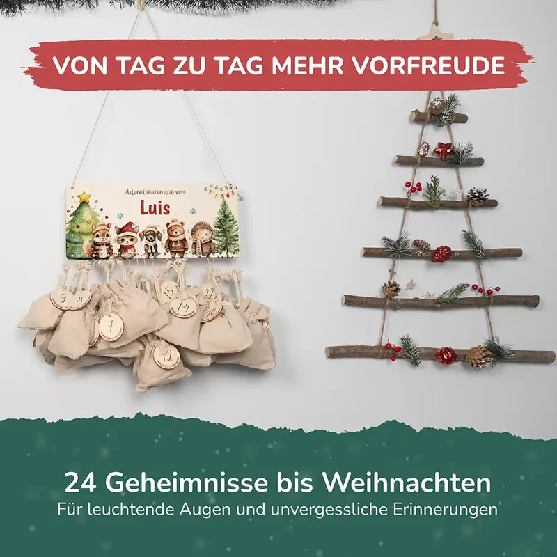 Personalisierter Adventskalender niedliche Waldtiere