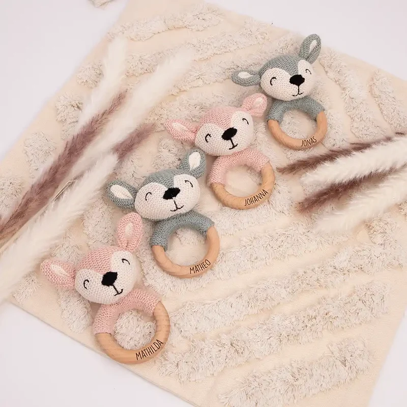 Baby Beißring mit Hirsch - Rosa/Blau Ø 7cm - Zahnen leicht gemacht