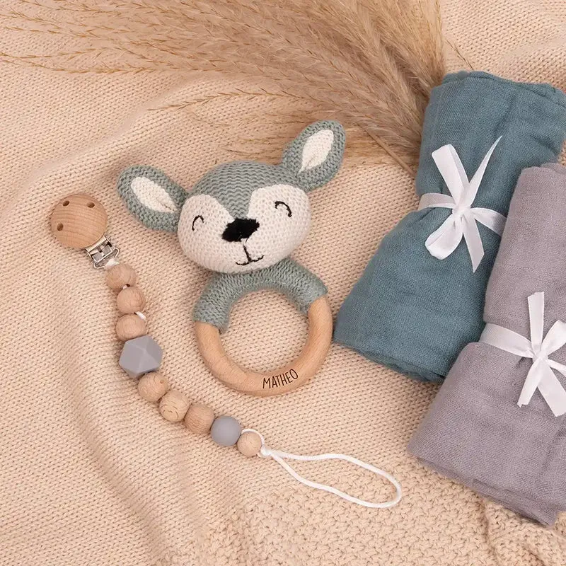 Baby Beißring mit Hirsch - Rosa/Blau Ø 7cm - Zahnen leicht gemacht