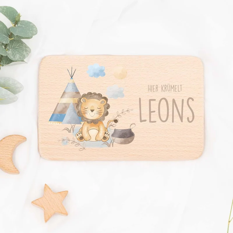 Frühstücks-Starter Set - Löwe: Tasse, Brettchen und Kinderteller