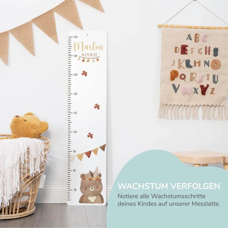 Erste Schritte Bundles- Boho Tierfamilie: Messlatte, Kindergarderobe, Erinnerungsbox