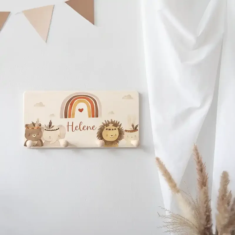 Erste Schritte Bundle - Boho Löwe: Messlatte, Kindergarderobe, Erinnerungsbox