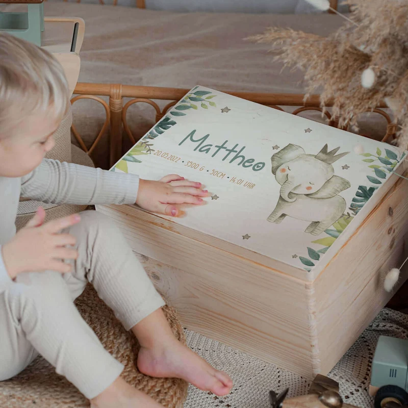Erste Schritte Bundle - Boho Löwe: Messlatte, Kindergarderobe, Erinnerungsbox