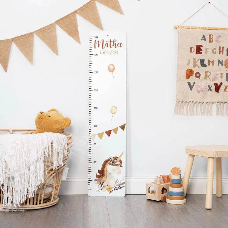 Erste Schritte Bundle - Boho Einhorn: Messlatte, Kindergarderobe, Erinnerungsbox