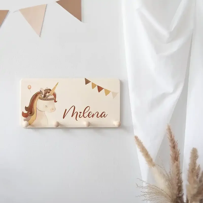 Erste Schritte Bundle - Boho Einhorn: Messlatte, Kindergarderobe, Erinnerungsbox