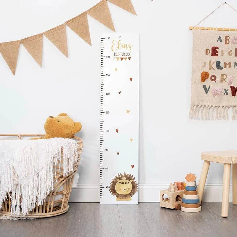 Erste Schritte Bundle - Boho Löwe: Messlatte, Kindergarderobe, Erinnerungsbox
