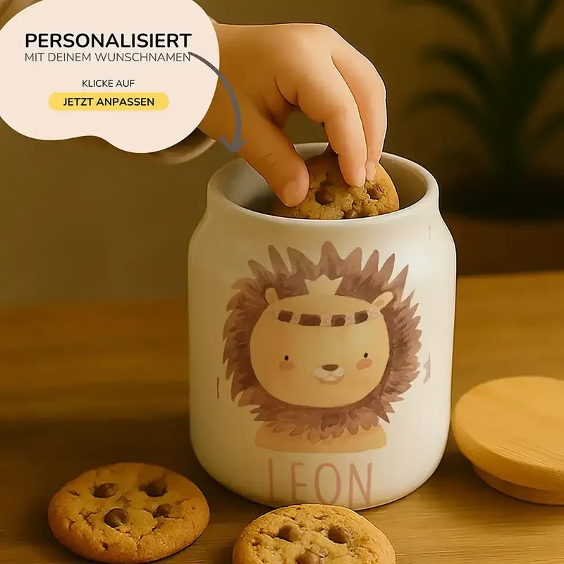 Personalisierbare Keksdose mit Name - Löwe