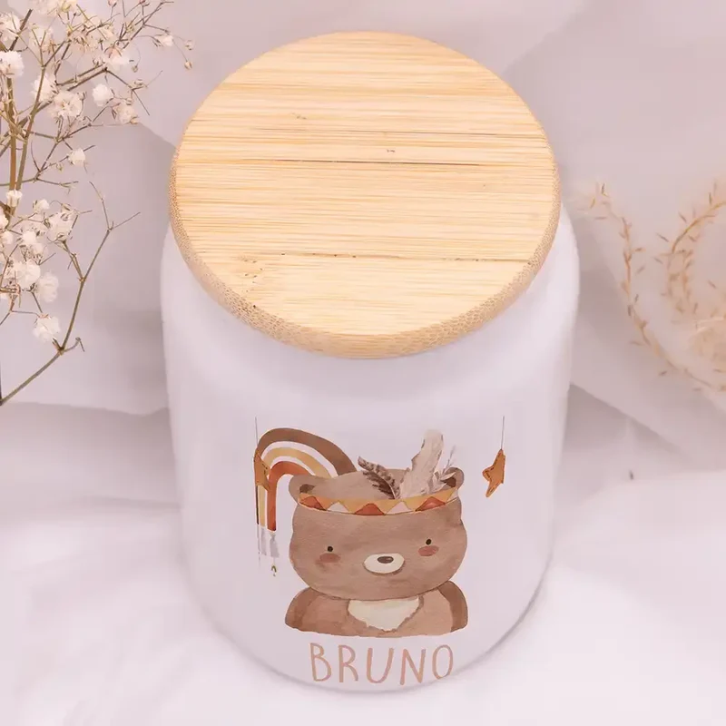 Personalisierbare Keksdose mit Name - Boho Bär