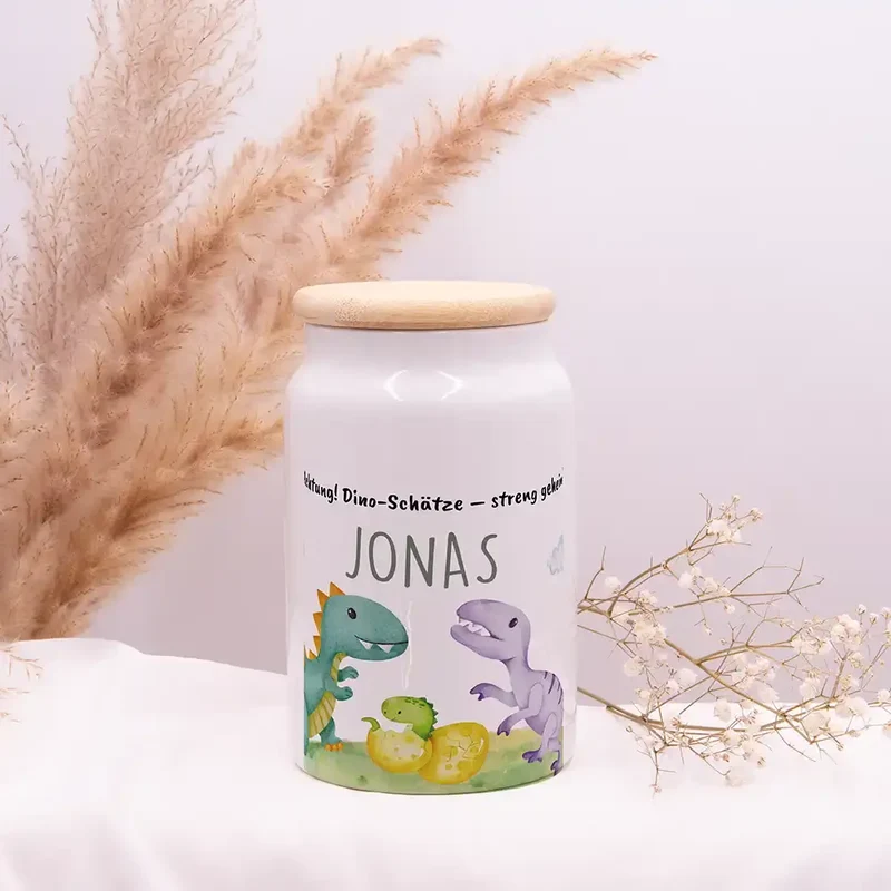 Personalisierbare Keksdose mit Name - Dinos