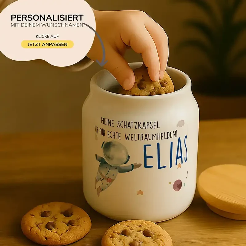 Personalisierbare Keksdose mit Name - Astronaut