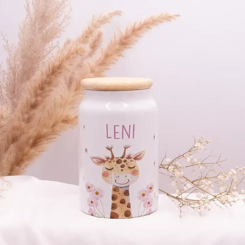 Personalisierbare Keksdose mit Name - Giraffe
