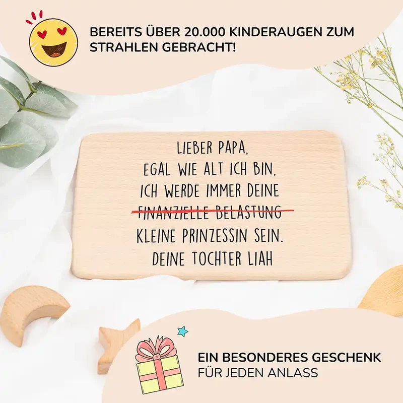 Frühstücksbrettchen Holz Lieber Papa mit Gravur - Geschenk Vatertag