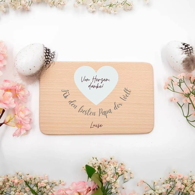 Frühstücksbrettchen Holz Für den besten Papa der Welt mit Gravur - Geschenk Vatertag
