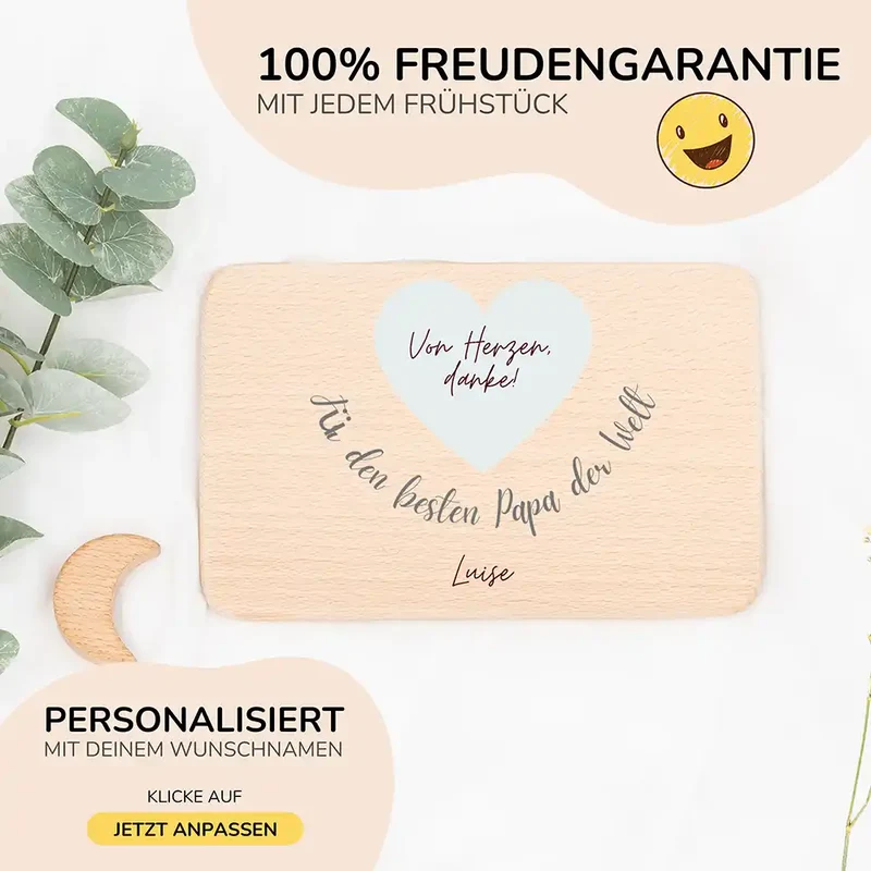 Frühstücksbrettchen Holz Für den besten Papa der Welt mit Gravur - Geschenk Vatertag
