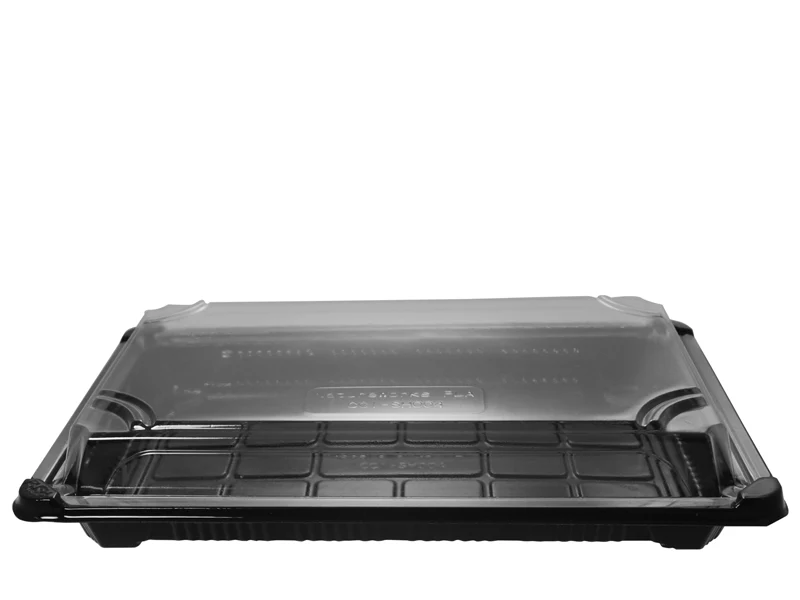 #4 PLA sushi combo black tray & clear lid 24.5 x 15 x 4cm