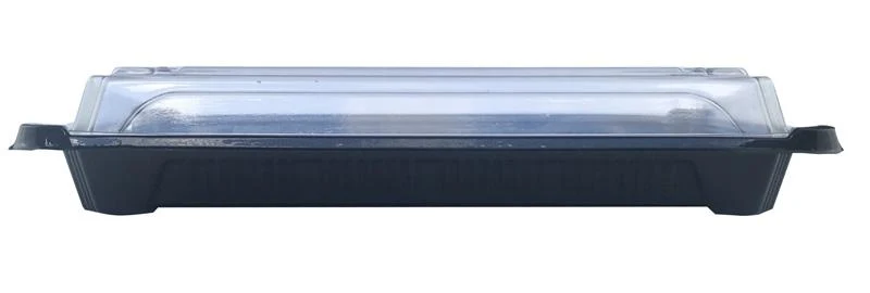 #4 PLA sushi combo black tray & clear lid 24.5 x 15 x 4cm