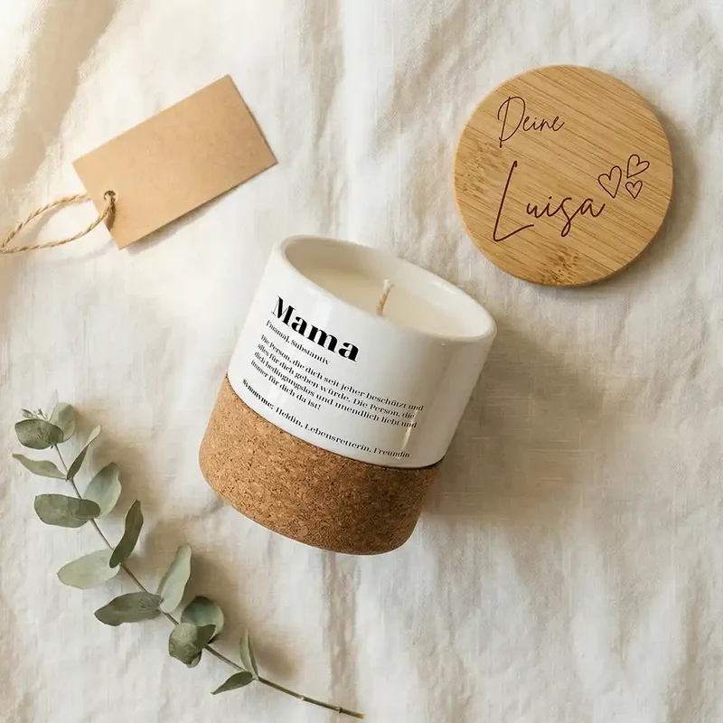 Duftkerze Vanille Keramik – Mama Definition mit Wunschname