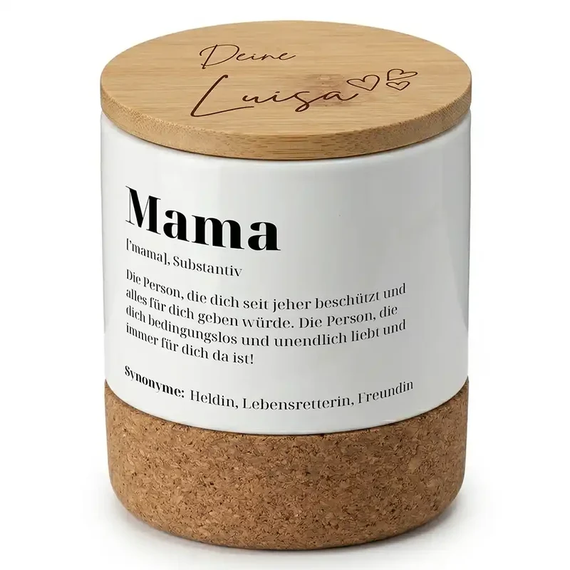 Duftkerze Vanille Keramik – Mama Definition mit Wunschname