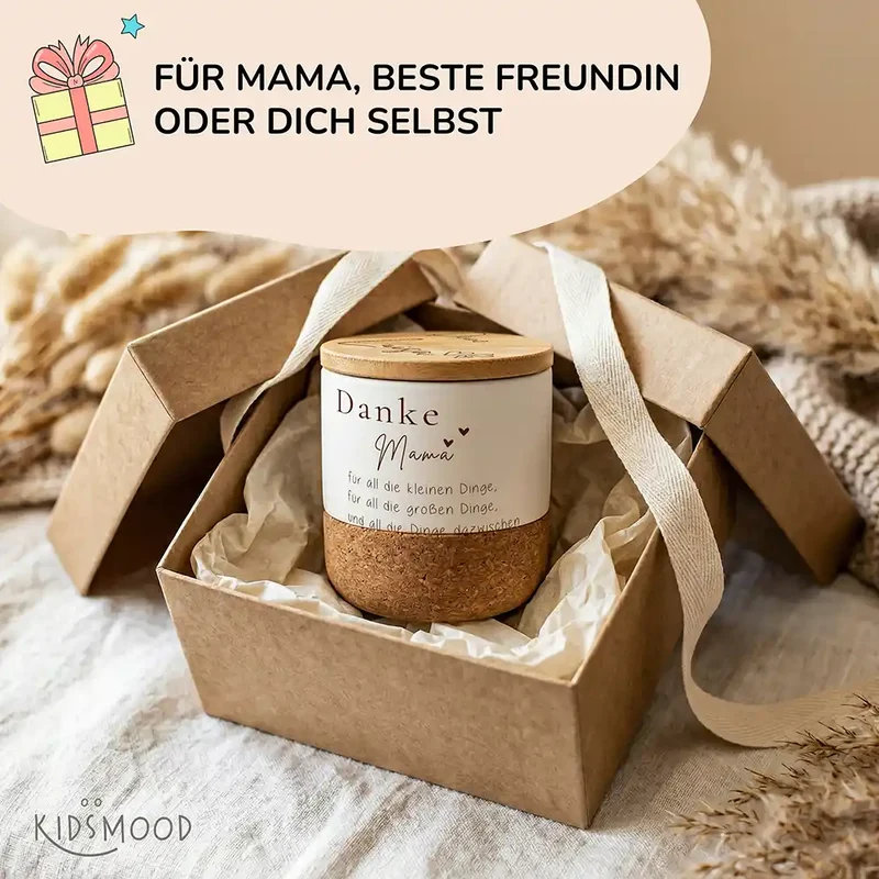 Duftkerze Vanille Keramik – Danke Mama Herzen mit Wunschname