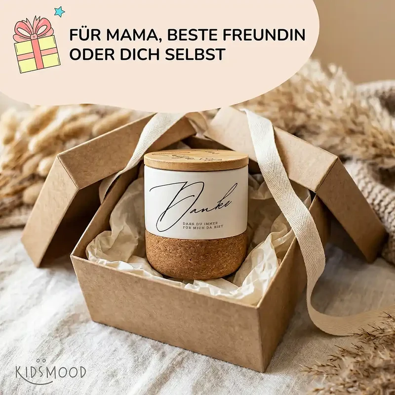 Duftkerze Vanille Keramik – Danke immer da mit Wunschname