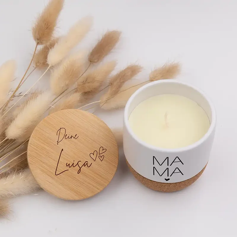 Duftkerze Vanille Keramik – Mama Typografie mit Wunschname