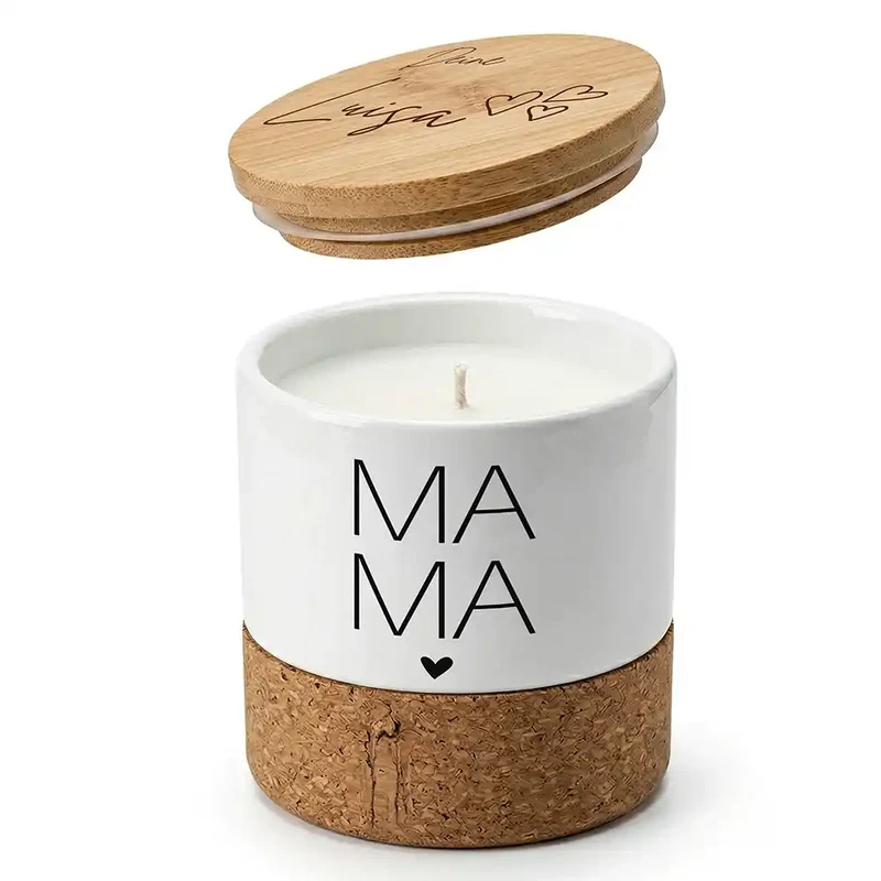 Duftkerze Vanille Keramik – Mama Typografie mit Wunschname