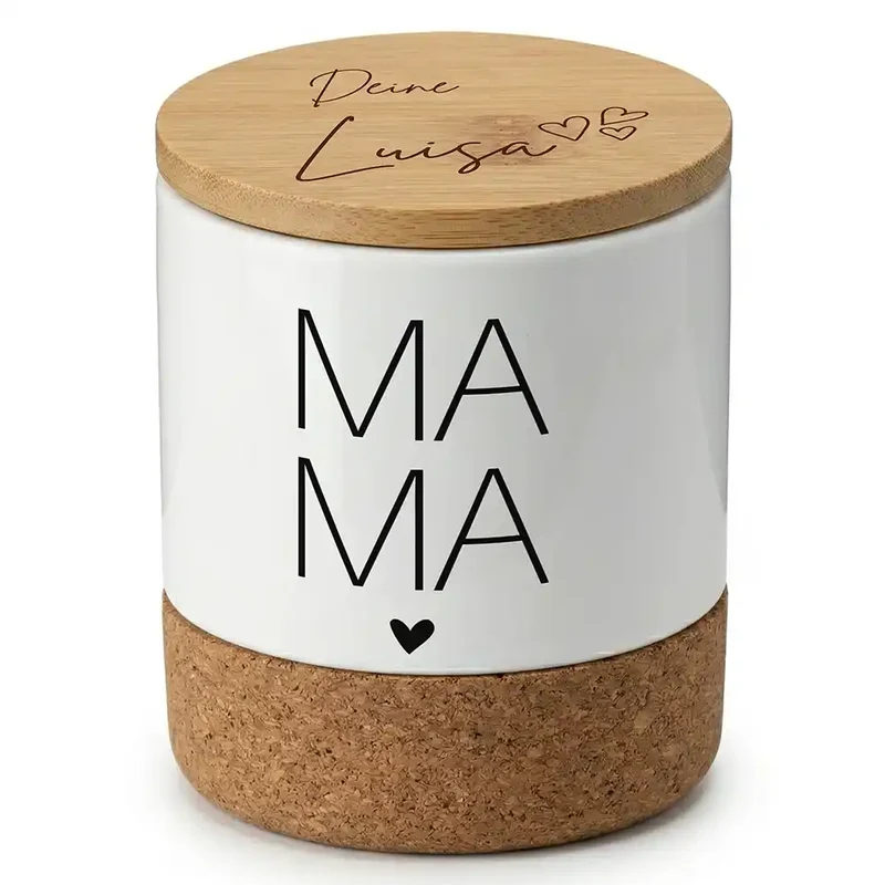 Duftkerze Vanille Keramik – Mama Typografie mit Wunschname