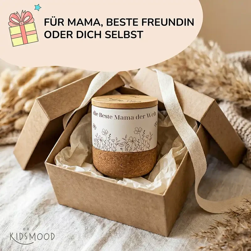 Duftkerze Vanille Keramik – Beste Mama Wildblumen mit Wunschname
