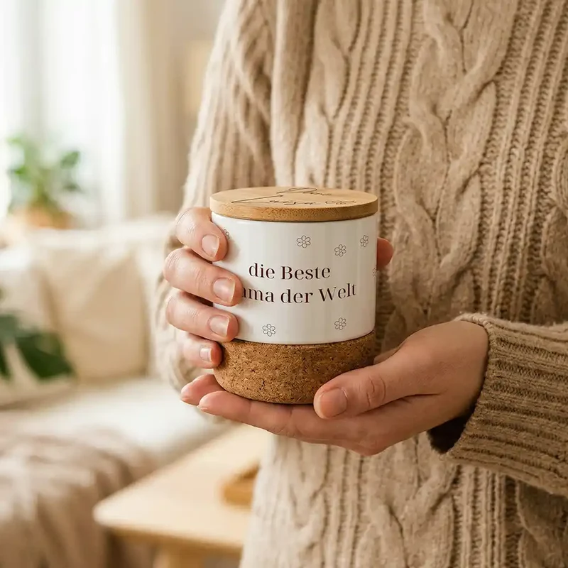Duftkerze Vanille Keramik – Beste Mama Blümchen mit Wunschname